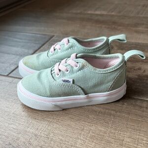 Vans Kids Mint Canvas Sneakers with Pink Accents